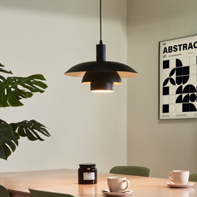 Wyld And Coco Mid-Century Tiered Pendant Lamp Black Matt Iron For Kitchen And Dining, W36 X D36 X H153Cm - image 1