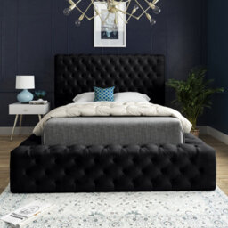 Ds Living Cambridge Upholstered Soft Plush Black Velvet Bed Frame 6Ft - thumbnail 2