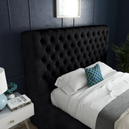 Ds Living Cambridge Upholstered Soft Plush Black Velvet Bed Frame 6Ft - thumbnail 3