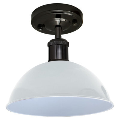 Industrial- Semi Flush Mount Ceiling Lights Dome Lampshade 30Cm White  E27 Holder For Kitchen Living Room Hallway - image 1
