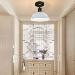 Industrial- Semi Flush Mount Ceiling Lights Dome Lampshade 30Cm White  E27 Holder For Kitchen Living Room Hallway - thumbnail 4