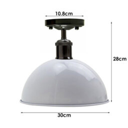 Industrial- Semi Flush Mount Ceiling Lights Dome Lampshade 30Cm White  E27 Holder For Kitchen Living Room Hallway - thumbnail 3