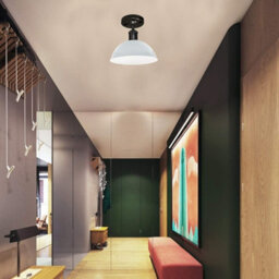Industrial- Semi Flush Mount Ceiling Lights Dome Lampshade 30Cm White  E27 Holder For Kitchen Living Room Hallway - thumbnail 2