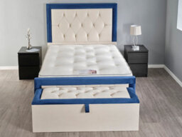 Divan Base Direct Alioth Ottoman Storage Box 6Ft Super King - Plush Velvet Cream + Marine - thumbnail 4