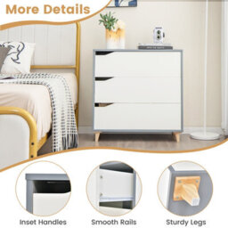 Costway 3-Drawer Chest Storage Cabinet Dresser Freestanding Organizer Anti-Tripping - thumbnail 8