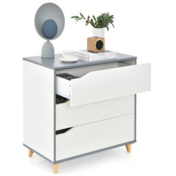 Costway 3-Drawer Chest Storage Cabinet Dresser Freestanding Organizer Anti-Tripping - thumbnail 1