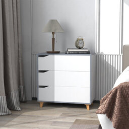 Costway 3-Drawer Chest Storage Cabinet Dresser Freestanding Organizer Anti-Tripping - thumbnail 4