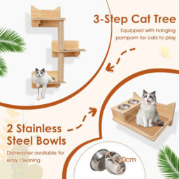 Costway 6Pcs Cat Wall Furniture Set Kitten Wall Mounted Shelves W/hammock - thumbnail 6