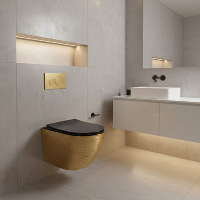 Toilet Bowl Rea Carlo Mini Tornado Black/brushed Gold - image 1