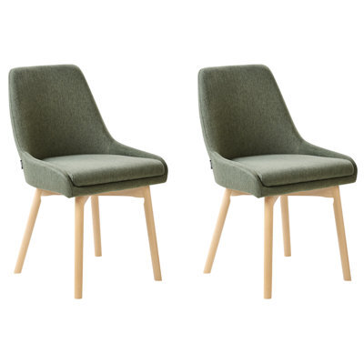 Beliani Set Of 2 Dining Chairs Melfort Fabric Dark Green - image 1