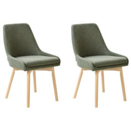Beliani Set Of 2 Dining Chairs Melfort Fabric Dark Green - thumbnail 1