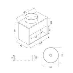Homestylestore Dark Oak 800mm Wall Hung Bathroom Vanity Unit With Round Countertop Basin - thumbnail 3