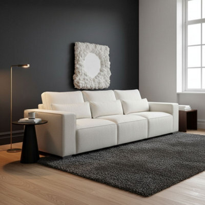 Stratus Interiors Sloane Teddy Boucle Modular Sofa Contemporary Design Custom Configurations - Cream Boucle - 4 Seater - image 1