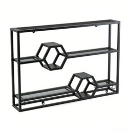 120Cm 3 Tier Wall Mounted Wine Rack Glass Holder - thumbnail 1