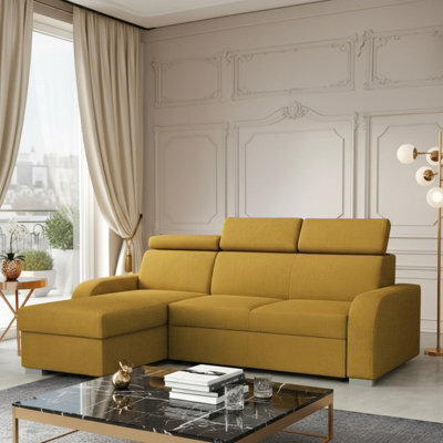 Oslo M 2Rlc Corner Sofa Bed Mdf Chipboard Polyurethane Foam Wave Spring Universal Side 235X170X85 100Cm Mustard - image 1