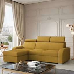 Oslo M 2Rlc Corner Sofa Bed Mdf Chipboard Polyurethane Foam Wave Spring Universal Side 235X170X85 100Cm Mustard