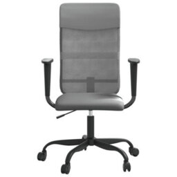 Berkfield Office Chair Height Adjustable Grey Mesh Fabric And Faux Leather - thumbnail 3