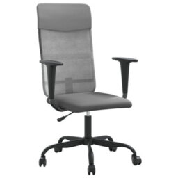 Berkfield Office Chair Height Adjustable Grey Mesh Fabric And Faux Leather - thumbnail 2