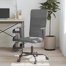 Berkfield Office Chair Height Adjustable Grey Mesh Fabric And Faux Leather - thumbnail 1