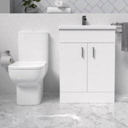 Nes Home White Basin Vanity And Close Coupled Toilet - thumbnail 2
