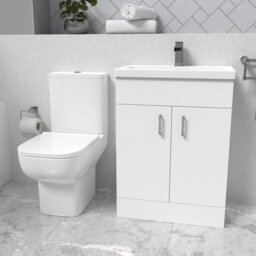 Nes Home White Basin Vanity And Close Coupled Toilet - thumbnail 1