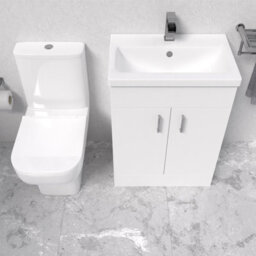 Nes Home White Basin Vanity And Close Coupled Toilet - thumbnail 6