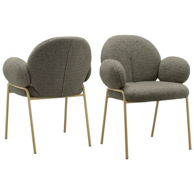 Dorel Dining Chair Set Of 2 In Teddy Fabric Dark Mink - image 1