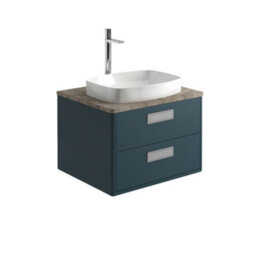 Plum&clay Canaria Blue Wall Hung Bathroom Vanity Unit With Stone Countertop & Integrated Ceramic Basin (W)635mm (H)850mm - thumbnail 1