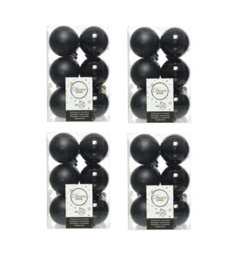 Decoris 4 X 12 Black Christmas Baubles 6Cm Shatterproof Tree Ornaments Shiny Matt Decoration - thumbnail 1