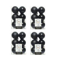 Decoris 4 X 12 Black Christmas Baubles 6Cm Shatterproof Tree Ornaments Shiny Matt Decoration - thumbnail 4