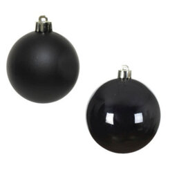 Decoris 4 X 12 Black Christmas Baubles 6Cm Shatterproof Tree Ornaments Shiny Matt Decoration - thumbnail 3