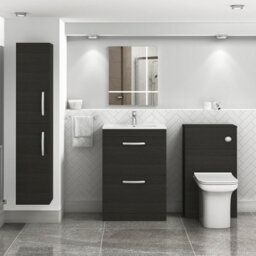 Royal Bathrooms Turin Hale Black 600mm Floor Standing Vanity Unit 2 Drawer With Minimalist Basin Sink - thumbnail 2