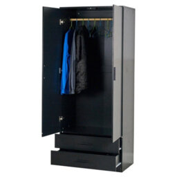 Urbnliving 180Cm Tall Wooden 2 Door Wardrobe Black Carcass And Black Drawers With 2 Drawers Bedroom Storage Hanging Bar Clothes - thumbnail 6
