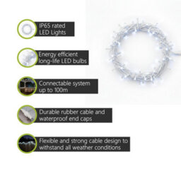 Pegdev - Pdl Led String Lights Cool White, White Rubber Ip65 Connectable Outdoor Indoor Garden Patio Wedding Party 15M - thumbnail 2