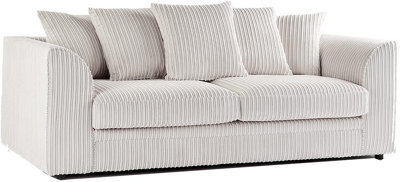 Darnall 2 Seater 3 Seater Fabric Sofa Set Scatter Back Soft Jumbo Cord Couch Cream