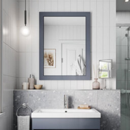 Affine Framed Wooden Bathroom Mirror Wood Frame Wall Mounted Mirrors Grey 800 X 600mm - thumbnail 2