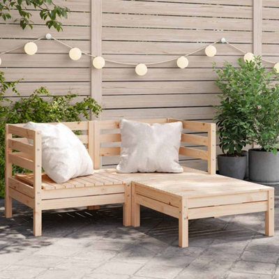 Berkfield Garden Sofa 2-Seater With Footstool Solid Wood Pine - image 1
