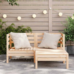Berkfield Garden Sofa 2-Seater With Footstool Solid Wood Pine - thumbnail 3