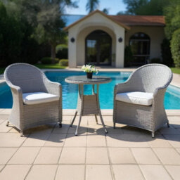 Shatchi Sorrento 3-Piece Rattan Bistro Aluminium 2-Seater Garden Dining Set With Table & Chairs - thumbnail 4