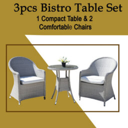 Shatchi Sorrento 3-Piece Rattan Bistro Aluminium 2-Seater Garden Dining Set With Table & Chairs - thumbnail 5