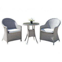 Shatchi Sorrento 3-Piece Rattan Bistro Aluminium 2-Seater Garden Dining Set With Table & Chairs - thumbnail 2