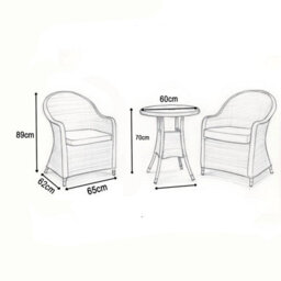Shatchi Sorrento 3-Piece Rattan Bistro Aluminium 2-Seater Garden Dining Set With Table & Chairs - thumbnail 6