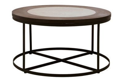 Orsina Modern Side Table With Latticed Base, Practical Wooden Round Table For Outdoor Patio, Black Bedside Table - image 1