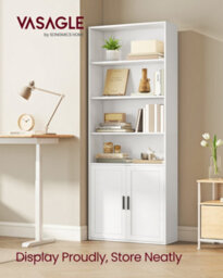 Vasagle Bookcase, 6-Tier Tall Bookshelf, Book Shelf With Doors, Shelving Unit, 24 X 60 X 175 Cm, For Living Room, Home Office - thumbnail 1