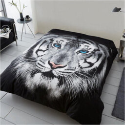 Gc Gaveno Cavailia 3D Tiger Face White Duvet Cover Bedding Set King 3Pc With Matching Pillowcases