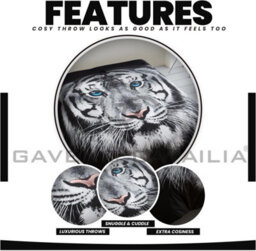 Gc Gaveno Cavailia 3D Tiger Face White Duvet Cover Bedding Set King 3Pc With Matching Pillowcases - thumbnail 2