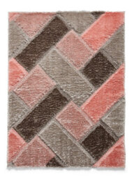 Grey Pink Modern Shaggy Easy To Clean Geometric Rug For Dining Room-80Cm X 150Cm - thumbnail 5