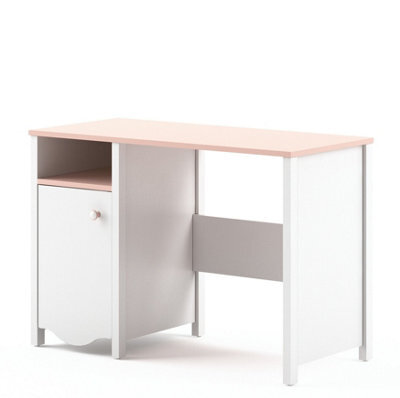 Arte Stylish Mia Computer Desk In White Matt & Pink - Ideal Study Space (H)760mm X (W)1100mm X (D)510mm, Versatile Design - image 1