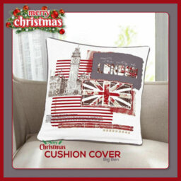 CHILIMILII Christmas Cushion Cover 100% Cotton Merry Xmas Decorative Square Cushion Cases Pack Of 2