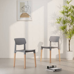 Urbn-Living Urbnliving Set Of 4 Scandinavian Dining Chairs Beech Wood Legs Modern Plastic Seat - Grey - thumbnail 8